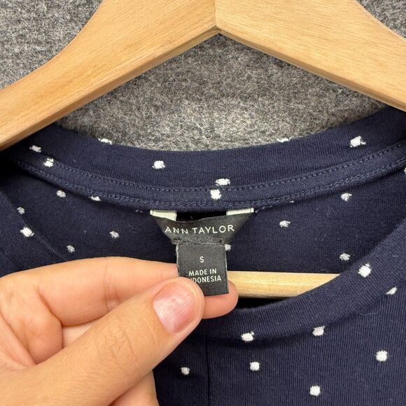 Ann Taylor Top Women S Small Blue Polka Dot Sleeveless Wide Strap Cotton Casual - Picture 3 of 7